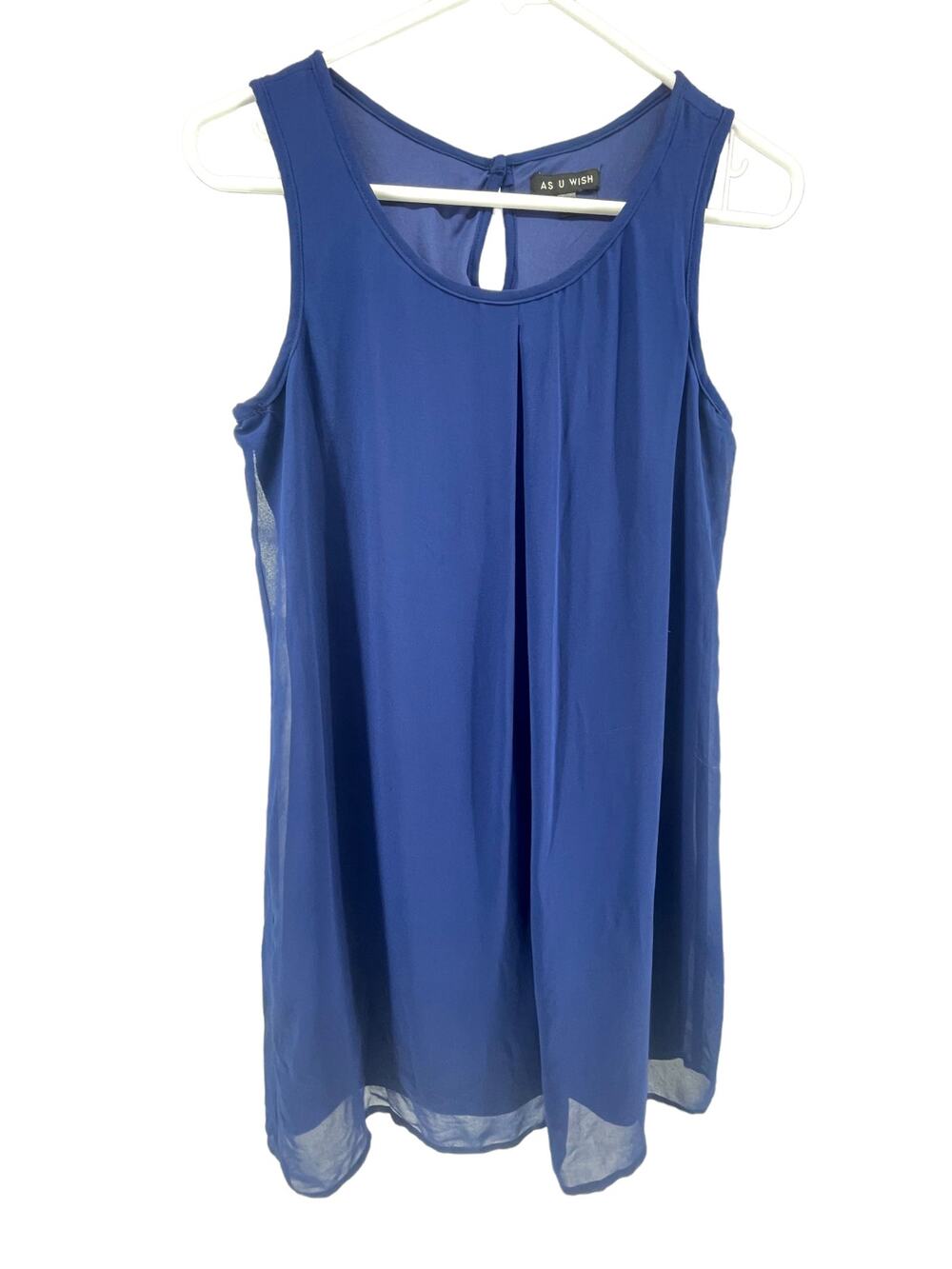 As U Wish Royal Blue Sleeveless Keyhole Mini Shift Dress Women's Size Small